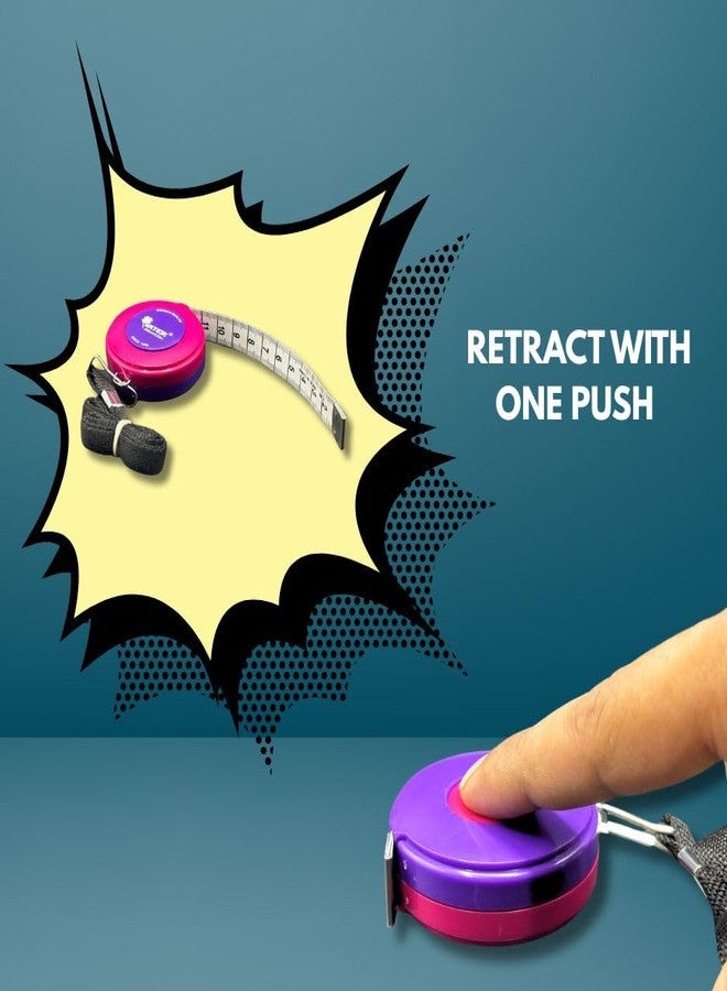 Zenith Retractable Body Measuring Tape, Multicolor, 300 cm Length, Lock Pin Button Feature, Polyester Material for Body Measurement, Tailoring, Sewing Accessories (Retractable 300 cm Tape Multicolor) - Image 3